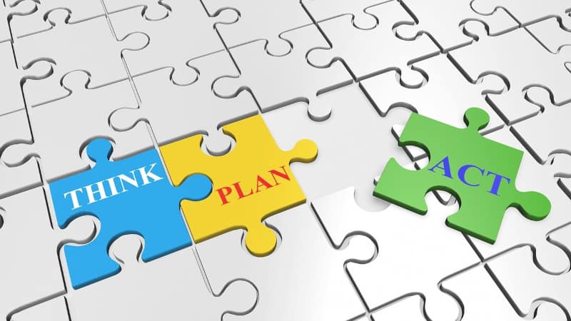 puzzle pieces: think, plan, act